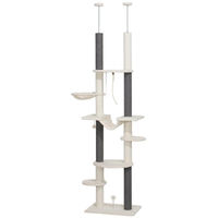 Produktbild von PawHut Kratzbaum für Katzen mit Deckenspanner in Weiß und Grau 44x60x225-255 cm