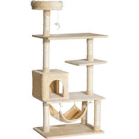 Produktbild von PawHut Kratzbaum für Katzen mit Höhle und Hängematte Beige 70 x 40 x 152 cm