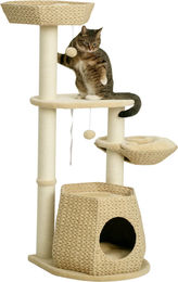 PawHut Kratzbaum für Katzen mit Höhle und Hängematte in Beige, 119 cm hoch – Bild 1 von 2