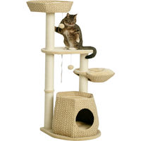 Produktbild von PawHut Kratzbaum für Katzen mit Höhle und Hängematte in Beige, 119 cm hoch
