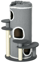 PawHut Kratzbaum für Katzen mit Höhle und Liegeplattformen in Grau 57x57x99 cm – Bild 1 von 1