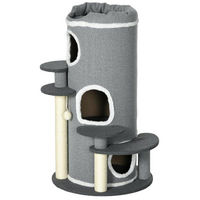 Produktbild von PawHut Kratzbaum für Katzen mit Höhle und Liegeplattformen in Grau 57x57x99 cm