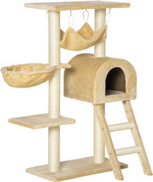 PawHut Kratzbaum für Katzen mit Höhlenkorb, Hängematte und Sisal-Elementen, Beige, 98 cm Höhe – Bild 1 von 4