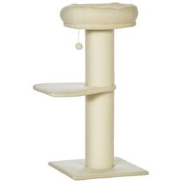 PawHut Kratzbaum für Katzen mit Sisal-Kratzstamm und 2 Plattformen in Beige – Bild 1 von 4