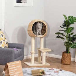 PawHut Kratzbaum für Kätzchen mit Katzenhöhle und Plüsch in Beige – Bild 1 von 7