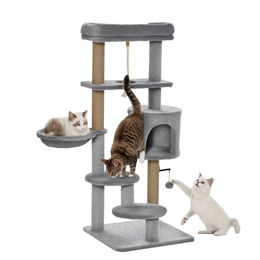 PawHut Kratzbaum für Katzen 120 cm Grau mit 5 Ebenen aus Holz – Bild 1 von 12