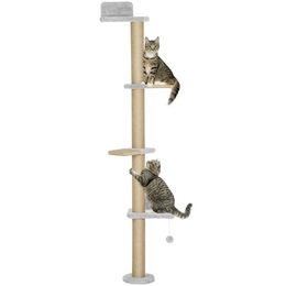 PawHut Kratzbaum für Katzen 180 cm in Grau mit 5 Etagen und Sisalsäulen – Bild 1 von 6