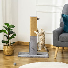 PawHut Kratzbaum für Katzen 79 cm hoch mit Sisalseil und Spielball in Grau – Bild 1 von 7