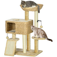 Produktbild von PawHut Kratzbaum für Katzen aus Naturmaterial mit Wasserhyazinthe und Sisal in Beige, 60 x 40 x 98 cm