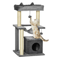 Produktbild von PawHut Kratzbaum für Katzen Grau mit Sisal und Plüsch 48 x 48 x 90 cm