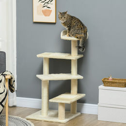 PawHut Kratzbaum für Katzen in Beige mit Holzgestell – Bild 1 von 10