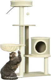 Produktbild von PawHut Kratzbaum für Katzen in Beige mit Katzenhöhle, Spielball und Sisal-Elementen 124 cm
