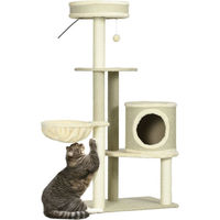 Produktbild von PawHut Kratzbaum für Katzen in Beige mit Katzenhöhle, Spielball und Sisal-Elementen 124 cm