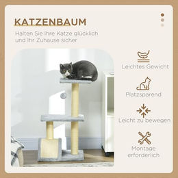 PawHut Kratzbaum für Katzen in Grau und Weiß mit Sisalstämmen – Bild 1 von 8