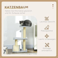 Produktbild von PawHut Kratzbaum für Katzen in Grau und Weiß mit Sisalstämmen