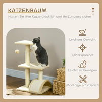 Produktbild von PawHut Kratzbaum für Katzen in Weiß und Beige mit Sisalstämmen 72 cm