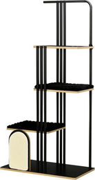 PawHut Kratzbaum für Katzen mit 4 Ebenen aus Plüsch in Schwarz 85 x 48 x 170 cm – Bild 1 von 4