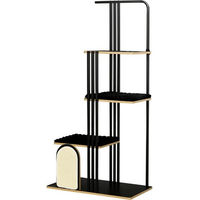 Produktbild von PawHut Kratzbaum für Katzen mit 4 Ebenen aus Plüsch in Schwarz 85 x 48 x 170 cm