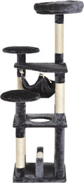 PawHut Kratzbaum für Katzen mit Hängematte Grau L40 x B40 x H132 cm – Bild 1 von 12