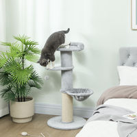 Produktbild von PawHut Kratzbaum für Katzen mit Hängematte und Sisal-Kratzsäulen in Grau Weiß 103,5 cm hoch