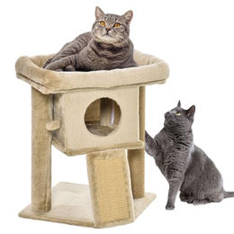 PawHut Kratzbaum für Katzen mit Höhle, Spielball und Jute-Kratzmatte, 57 cm, Kaffee – Bild 1 von 8