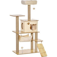 Produktbild von PawHut Kratzbaum für Katzen mit Katzenhöhle aus Plüsch in Gelb und Beige Höhe 130 cm