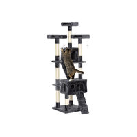 Produktbild von PawHut Kratzbaum für Katzen mit Katzenhöhle und Sisalstämmen, mehrstöckiger Kletterbaum aus Plüsch, Grau/Beige, 49 x 49 x 173 cm