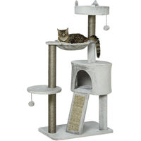 Produktbild von PawHut Kratzbaum für Katzen mit Katzenhöhle und Spielzeug in Grau, 113 x 40 x 60 cm