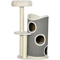 Produktbild von PawHut Kratzbaum für Katzen mit Kratztonne und Katzenbett in Weiß und Grau