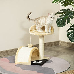 PawHut Kratzbaum für Katzen mit Sisal-Kratzstangen, Beige – Bild 1 von 4