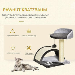 PawHut Kratzbaum für Katzen mit Sisal-Seil in Grau 37 cm – Bild 1 von 6
