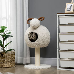PawHut Kratzbaum für Katzen mit Sisalsäule in Weiß, 80 cm – Bild 1 von 9