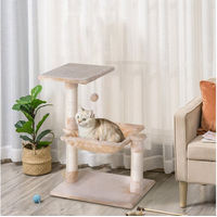 Produktbild von PawHut Kratzbaum für Katzen mit Sisalsäule und Plüsch-Hängematte in Beige 50 x 36 x 70 cm