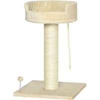 Produktbild von PawHut Kratzbaum für Katzen mit Sisalstämmen und Liegefläche, Beige, 83 cm