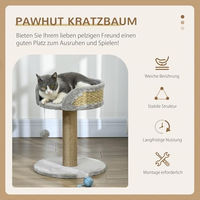 Produktbild von PawHut Kratzbaum für Katzen mit Sisalstämmen und Spielball Grau 49 cm