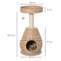 PawHut Kratzbaum für Kitten mit Katzenhöhle und Sisal in Gelb Höhe 82,5 cm – Bild 1 von 7