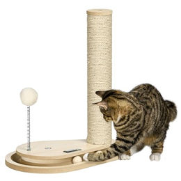 PawHut Kratzbaum für Kitten mit Spielzeug in Natur und Beige 40 cm – Bild 1 von 13