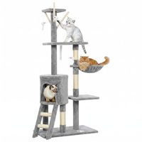 Produktbild von PawHut Kratzbaum Grau 134 cm mit Höhle und Spielzeug aus Plüsch für Katzen bis 5 kg