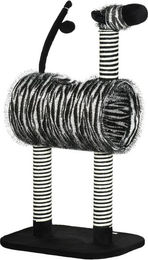 PawHut Kratzbaum im Zebra-Design mit Katzentunnel für Katzen Schwarz-Weiß 48,5x35x93 cm – Bild 1 von 13