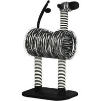 Produktbild von PawHut Kratzbaum im Zebra-Design mit Katzentunnel für Katzen Schwarz-Weiß 48,5x35x93 cm