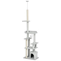Produktbild von PawHut Kratzbaum mit Deckenspanner für Katzen in Grau aus Plüsch