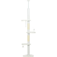 Produktbild von PawHut Kratzbaum mit Deckenspanner in Weiß 48 x 32 x 255 cm