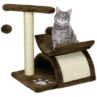 Produktbild von PawHut Kratzbaum mit Höhle und 2 Anhängerbällen aus Natur-Sisal für Katzen in Grau 43 cm