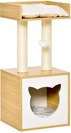 PawHut Kratzbaum mit Katzenhöhle und 2 Kissen aus Sisal in Natur Braun 35 x 35 x 81 cm – Bild 1 von 9