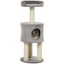PawHut Kratzbaum mit Nische und Sisalstangen Grau 103 cm – Bild 1 von 4