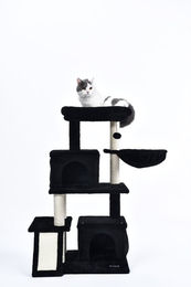 PawHut Kratzbaum RUBY für Katzen Schwarz aus Polyester und Sisal – Bild 1 von 6