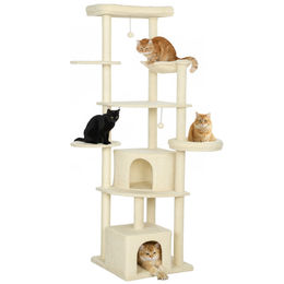 PawHut Kratzbaum XL Beige mit Betten, Höhlen, Plattformen und Hängematte aus Plüsch und Sisal – Bild 1 von 13