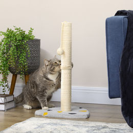 PawHut Kratzsäule für Katzen mit Kratzball in Grau, 62cm – Bild 1 von 5