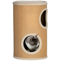 Produktbild von PawHut Kratztonne aus Sisal mit 2 Höhlen für Katzen, 60 cm hoch, Braun/Beige