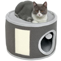 Produktbild von PawHut Kratztonne für Katzen aus Sisal mit Höhle in Weiß und Grau, 30 cm hoch